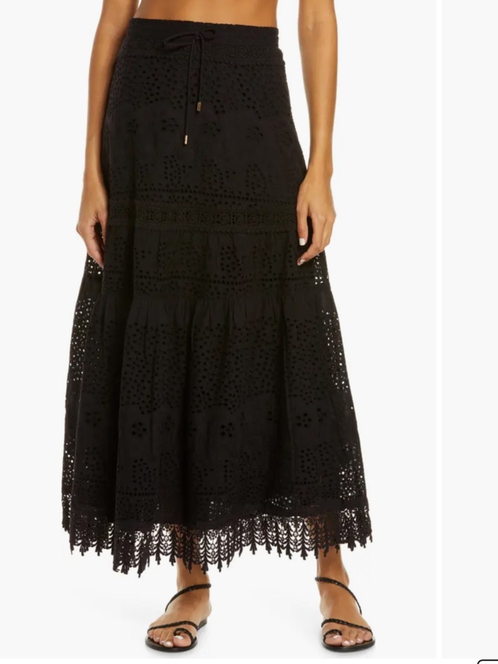 Melissa Odabash Alessia Eyelet Cover-Up Maxi Skirt 100% Cotton